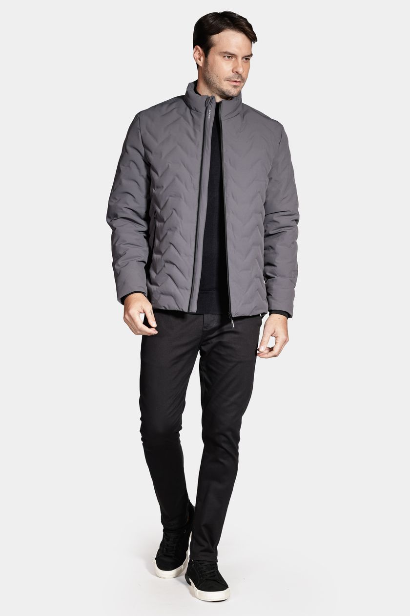 Jaqueta Puffer Fusionada Liquid Repeller Cinza Asfalto